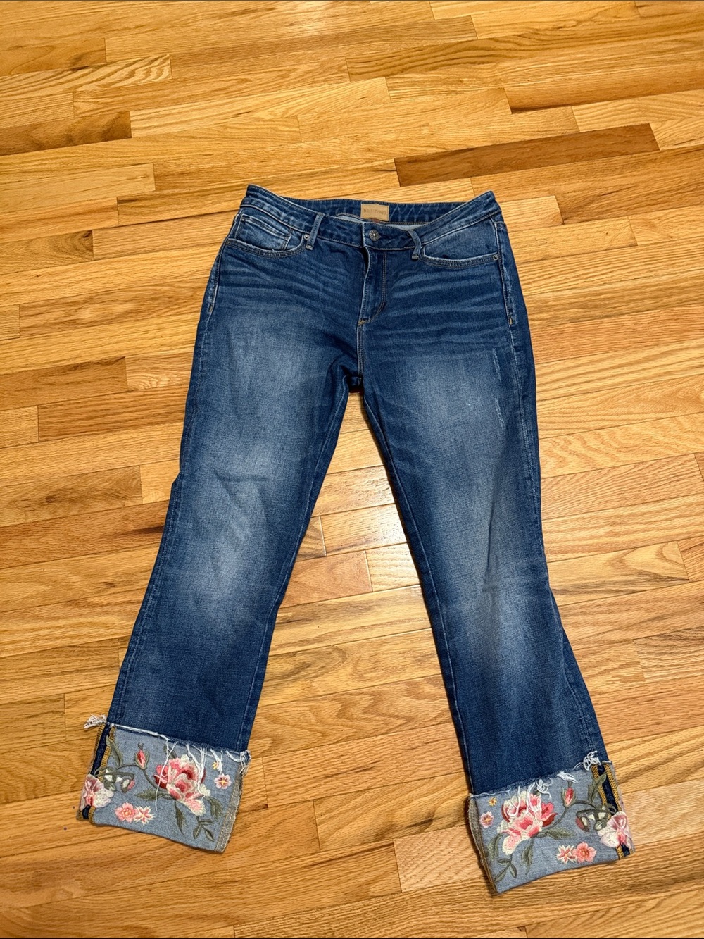 DRIFTWOOD Colette Embroidered Cuff Cropped Jeans